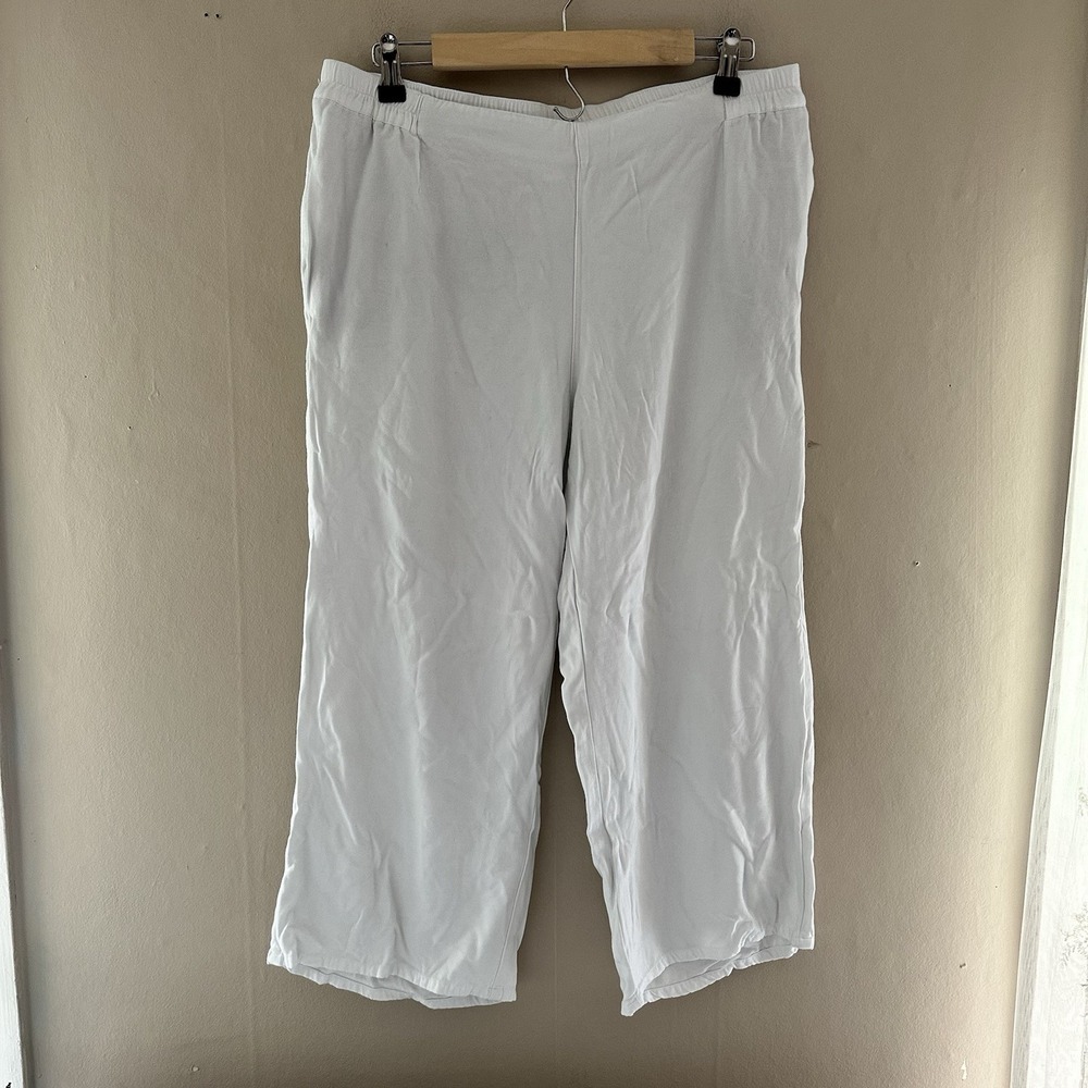 J Jill Womens Pull On Capri Pants Size M White Stretch Coastal Beachy Nautical